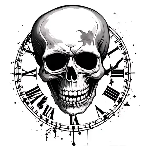 Death Head With Clock
