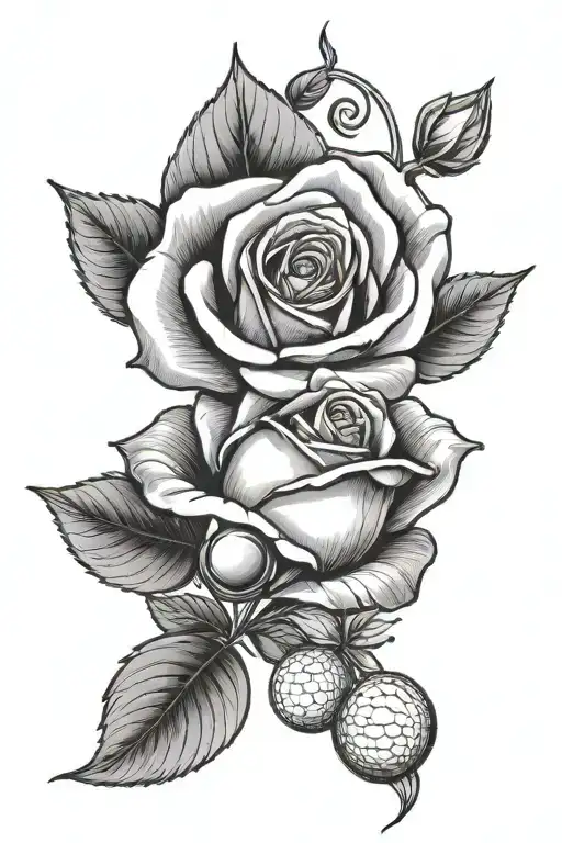 Rose With Wave And Tiny Tennis Ball