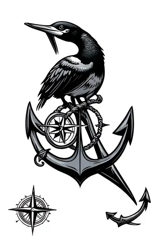 Albatross And Compass And Anchor Intertwined