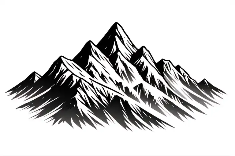 Simple Mountain Range Silhouette