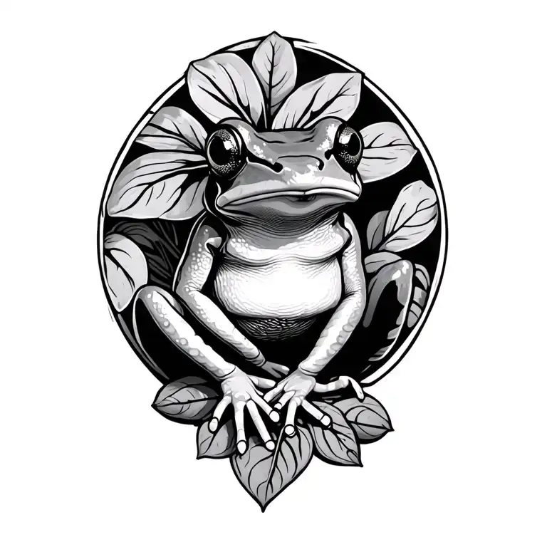 Thespesia Grandiflora And Coqui Frog Sitting