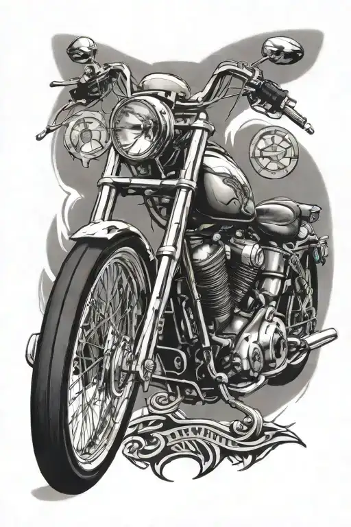 Arm Sleeve 69 Stingray And A Custom Chopper Motorcycle