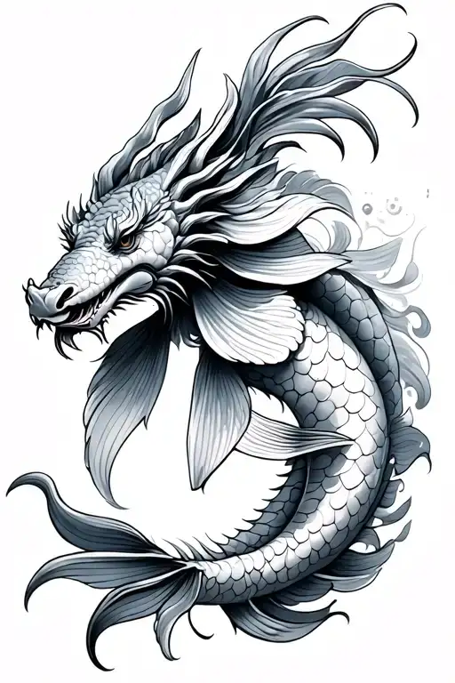 Koi Fish Transforming To Dragon