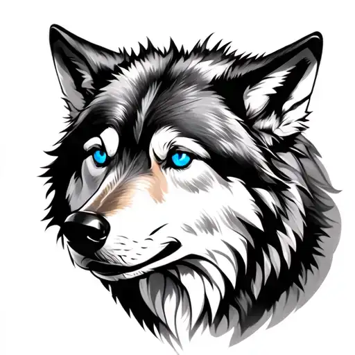 Wolf With Blue Eyes