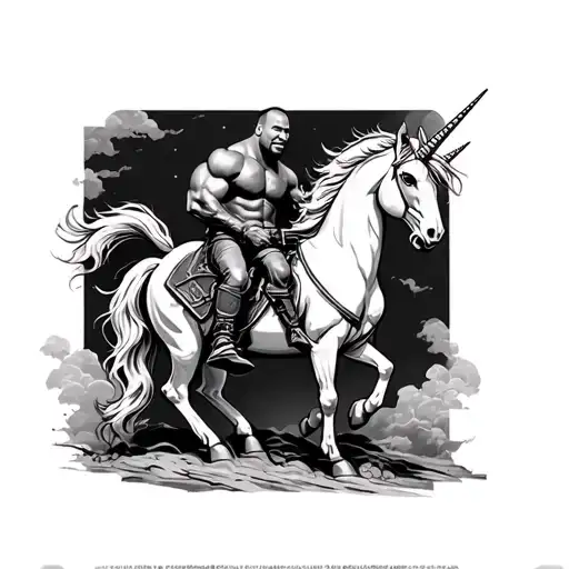 Dwayne The Rock Johnson Riding A Unicorn