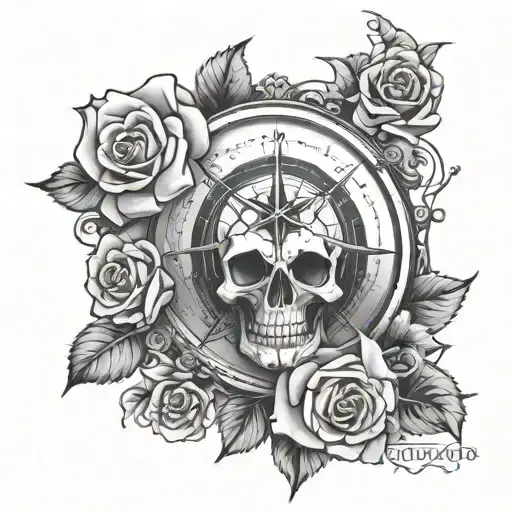 Family Compass Skull Roses Sleeve