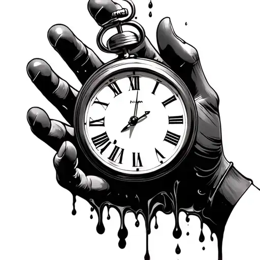 Hand Holding Melting Clock