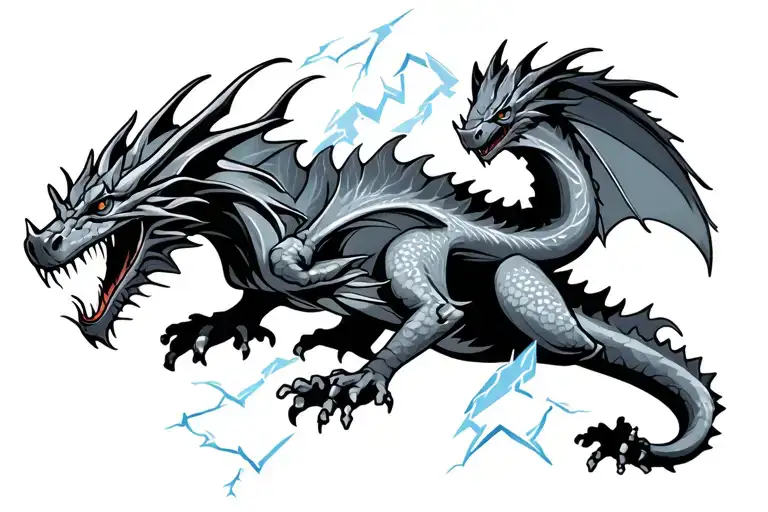 Dragon With Lightning And Virus