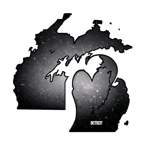 State Of Michigan With Heart On Detroit