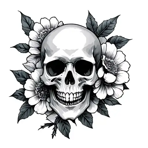 Skull And Flower