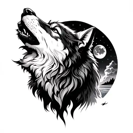 Wolf Howling To The Moon