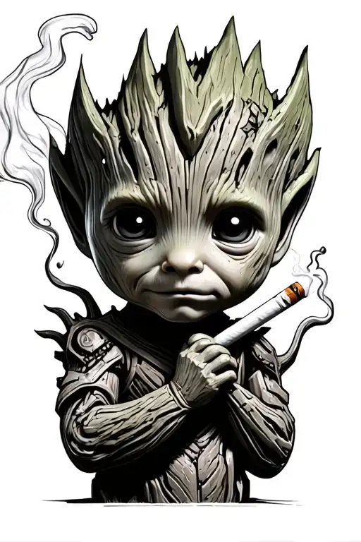 Baby Groot Smoking A Joint