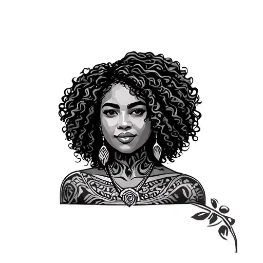Puerto Rican Women With Curly Hair Face With Tribal Designs
