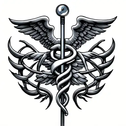 Staff Of Aesculapius Intertwined With A Stethoscope