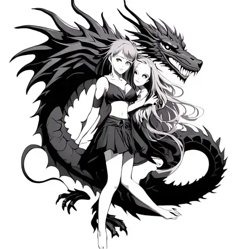 Anime Girl And Dragon