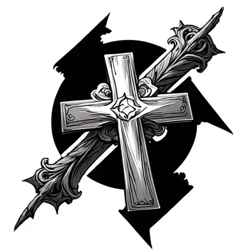 Cross On Chest That Leads Into A Sleeve