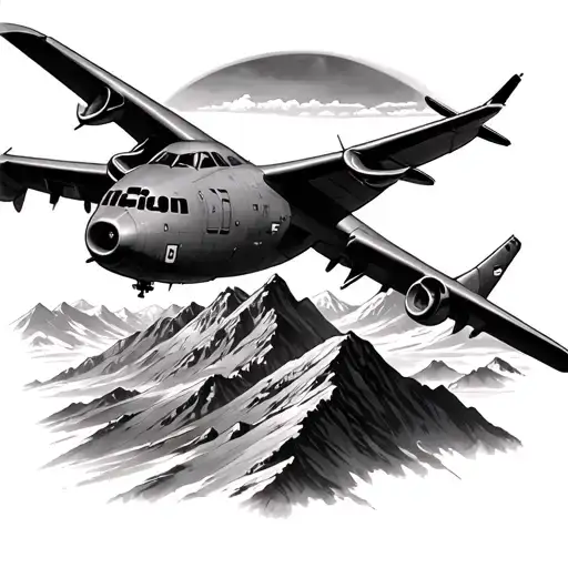 P3 Orion Aircraft Flying Over A Mountain