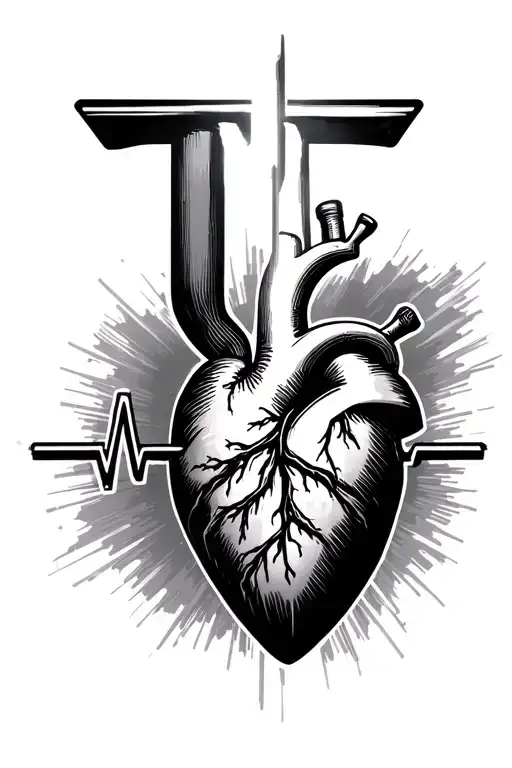 Tesla Coil Heartbeat Line Drawing