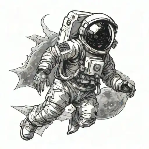 Half Dead Astronaut Floating In Space