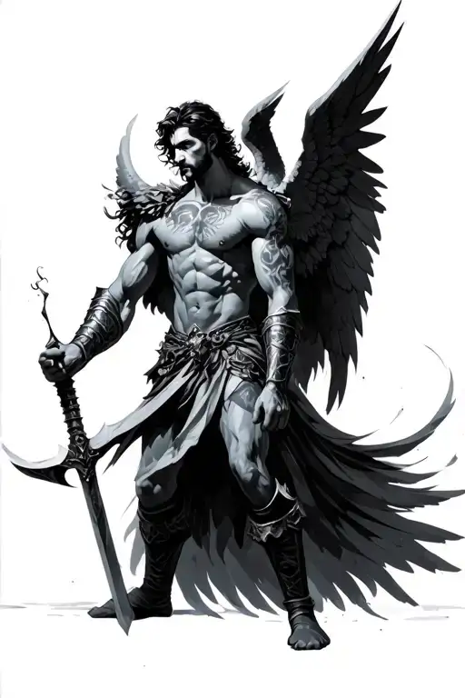 Male Angel Warrior Wielding