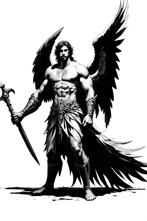 Male Angel Warrior Wielding