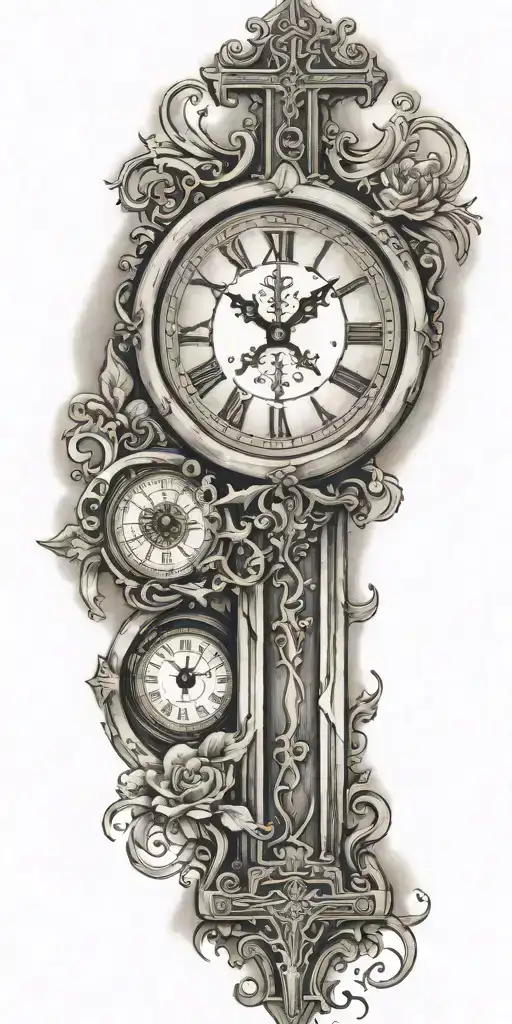 Christian Cross And Clock