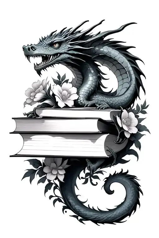 Fantasy Books With Dragons And Flowers
