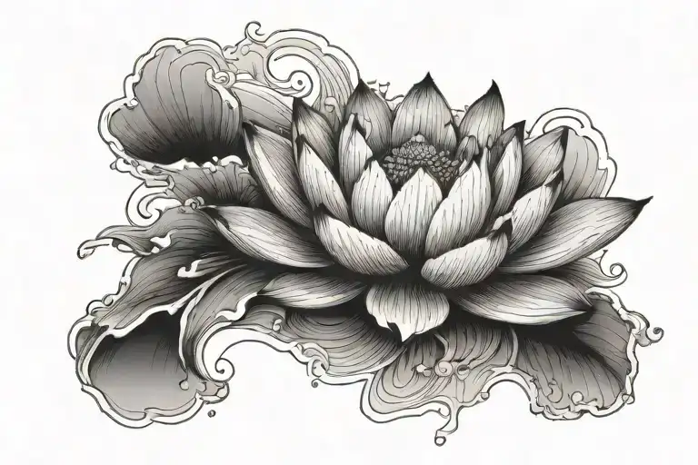 Lotus Flower In Lake On Top Of Snow Covered Mountain Range In Wolf's Mouth