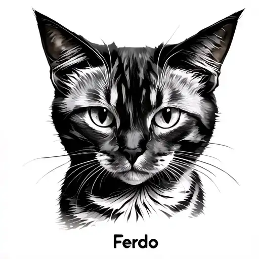 Memory Of A Cat Minimalistic Just Lines Or Paw With Name Ferdo