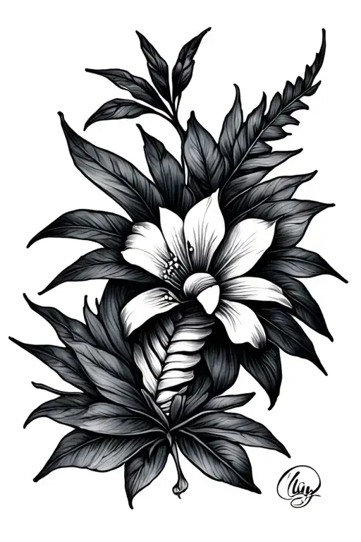 Beach Item Spine Tattoo Design