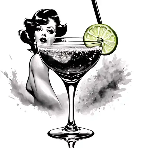 Pin Up Girl In Margarita Glass