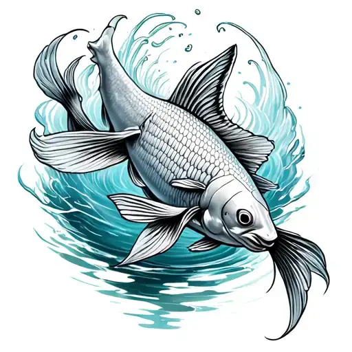 Coy Fish Swimming Upstream