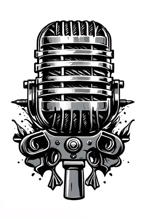 Rap Microphone And Streets Guns Bullet