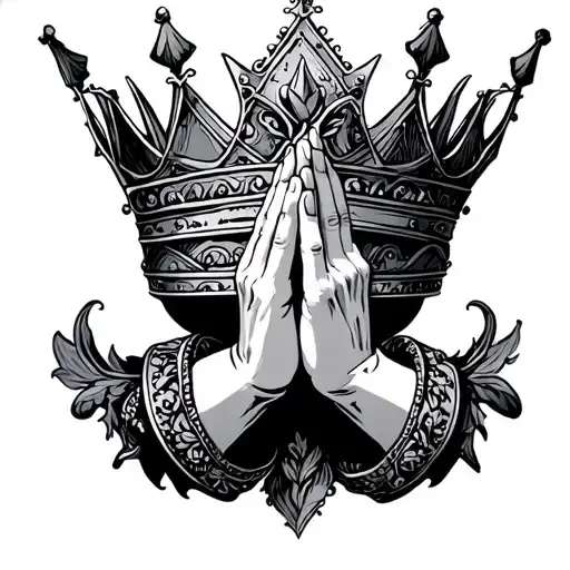 Pray Hands With Crown Looking