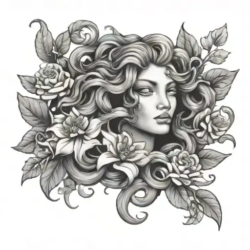 Medusa With Flowers