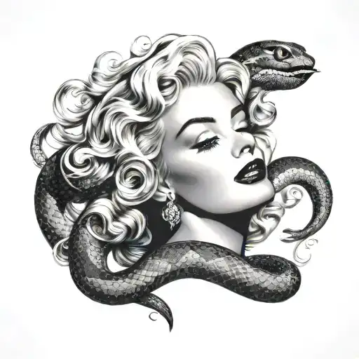 Marilyn Monroe With Madusa Snake Hair