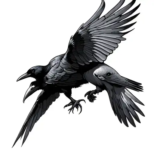 Crow And Dove Fighting Each Other