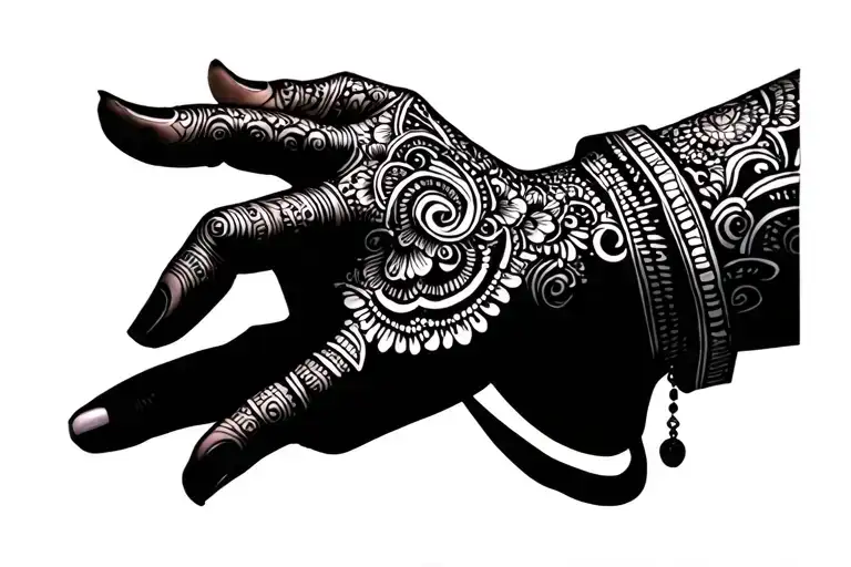 Future Henna Hand And Arm Sleeve Tattoo Neon