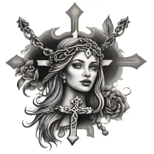 Cross Rosary Women Face