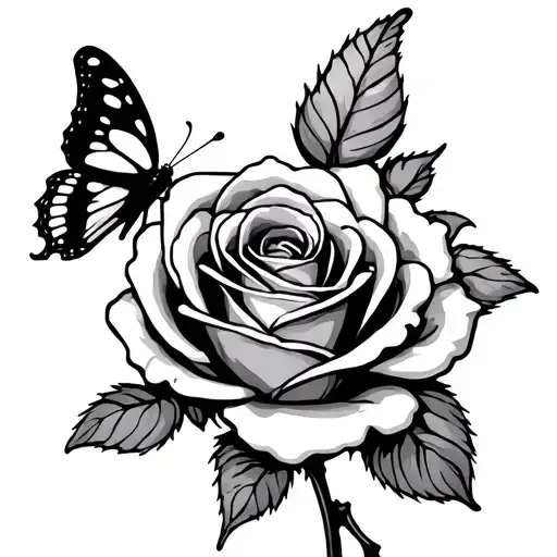 Simple Rose Stem Says Momma And A Butterfly