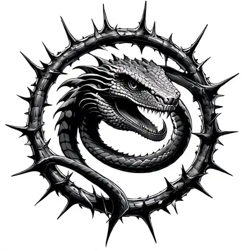 Cobra Head In The Circle Of Thorns