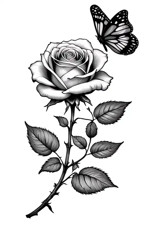 Simple Rose Stem Says Momma And A Butterfly