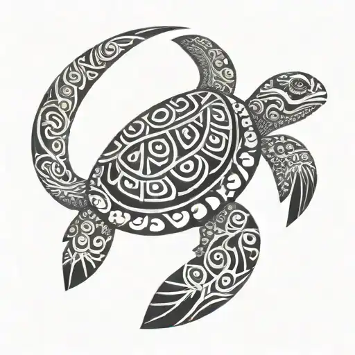 Maori Tribal Patterns With Turtle