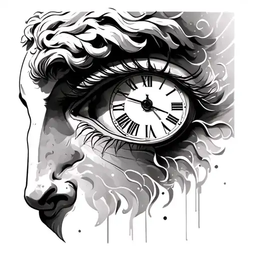 Zeus And An Eye And Clock With Roman Numerals