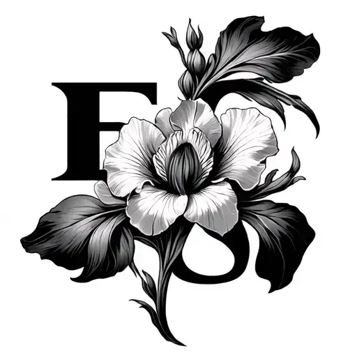 Letters E C S In An Iris Flower Intertwined