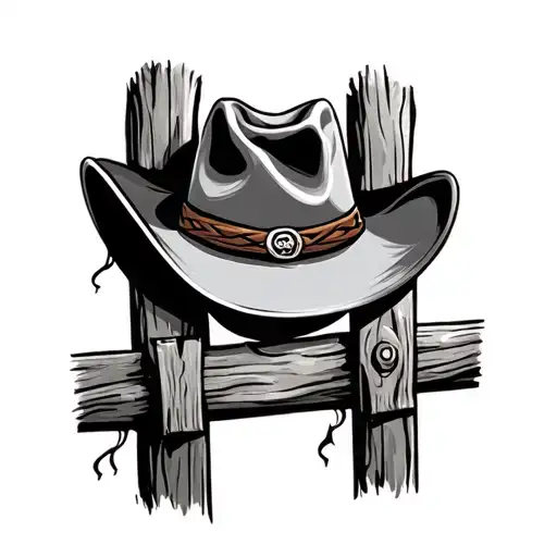 Cowboy Hat Hung Up On Fence