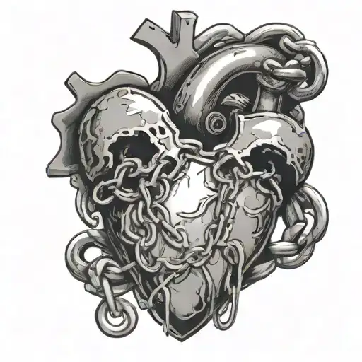 Human Heart With A Lock And Chain Wrapped Around It