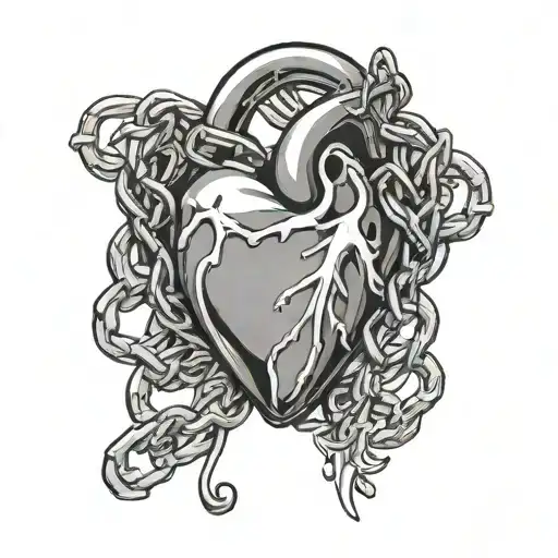 Human Heart With A Lock And Chain Wrapped Around It