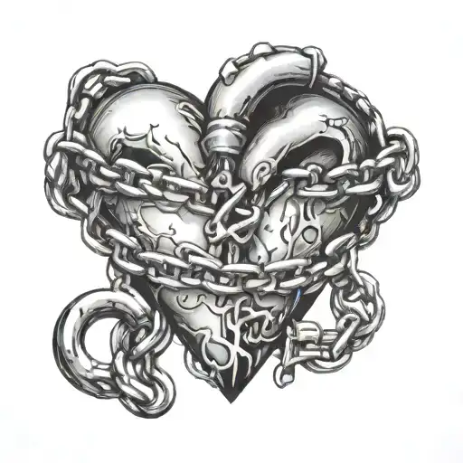 Human Heart With A Lock And Chain Wrapped Around It