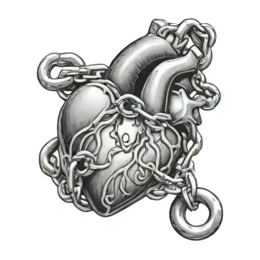 Human Heart With A Lock And Chain Wrapped